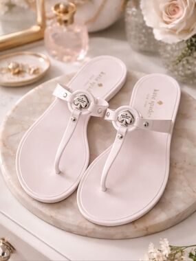Kate Spade New York White Jelly Flip Flop Sandals Size 7 Elegant Thong Sandals